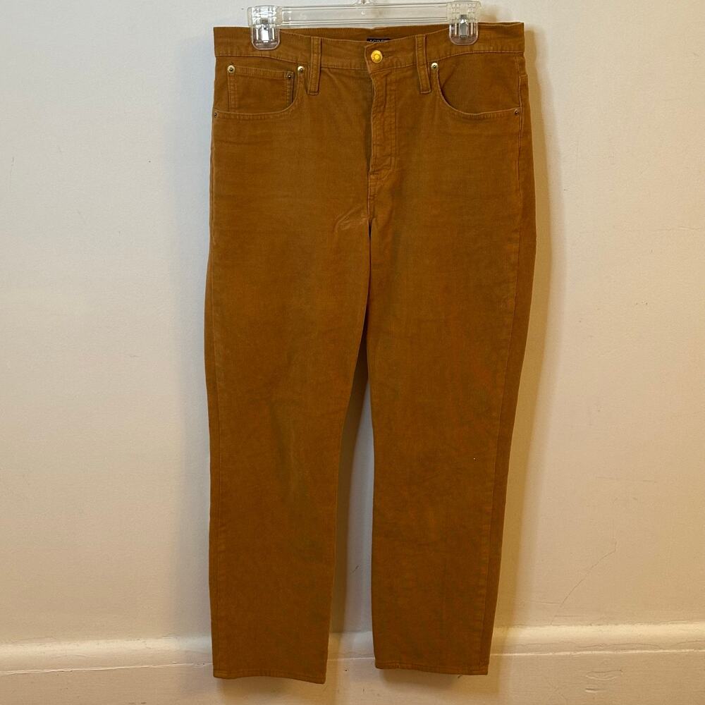 J. Crew Tan Cognac Corduroy High Rise Pants, Size 30, Cotton Casual Preppy